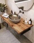 Solid oak washbasin washbasin console in all sizes with tree edge washbasin cabinet wooden board bathroom bathroom cabinet