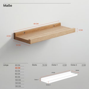 BestLoft cimaise en bois étagère en bois étagère murale cimaise murale en chêne étagère flottante étagère de couloir étagère murale en bois étagère murale en bois de chêne massif 15 Centimètres