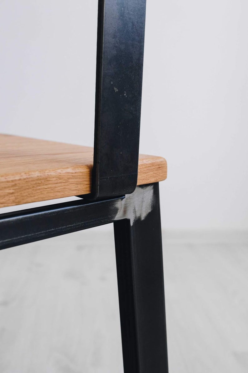 Stuhl Bürostuhl Industriedesign Eiche Stahl für Schreibtisch Bild 6