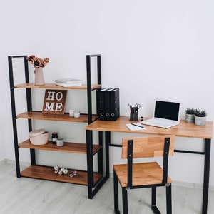 Stuhl Bürostuhl Industriedesign Eiche Stahl für Schreibtisch Bild 7