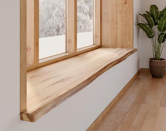 Fensterbank Fensterbrett WC Ablage Ablagebrett Regalbrett Holz Massivholz Baumkante Eiche rustikal