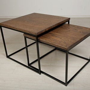 Original BestLoft® set of 2 Twinsburg coffee table oak metal side table industrial design loft vintage sofa table solid image 9
