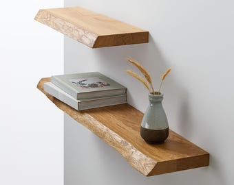 BestLoft® Estante de Pared Ruby CON y SIN Borde Vivo de Roble Estante de Pared con Montaje en Varias Tamaños Estante Flotante Sala de Estar