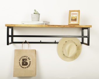 Garry wardrobe: Made of oak in industrial design Coat hooks Wild oak solid Wall wardrobe in industrial design Oak Rustic