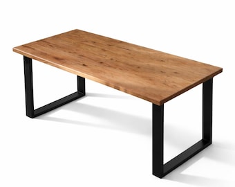 BestLoft Schreibtisch Holz Bürotisch Tischplatten Holzplatten Tischbeine Baustahl Massivholz