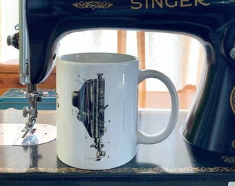 Sewing Tools Mug ~ Sewing Gift ~ Sewing Queen ~ Sewing Themed ~ 11oz Mug ~ Threading Joy ~ Vintage Sewing ~ Sewing Therapy ~ Seamstress Gift