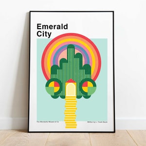 Wizard of Oz Print, Modern Art Print, Kids Wall Decor, Wizard of Oz Gifts, Emerald City Printable