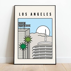 Los Angeles California Capitol Records Hollywood Affiche de voyage géométrique moderne