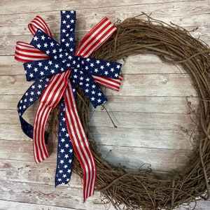 Patriotic bow, patriotic wreath bow, deployment bow, deployment ribbon, support our troops bow, military family, bow for lanterns