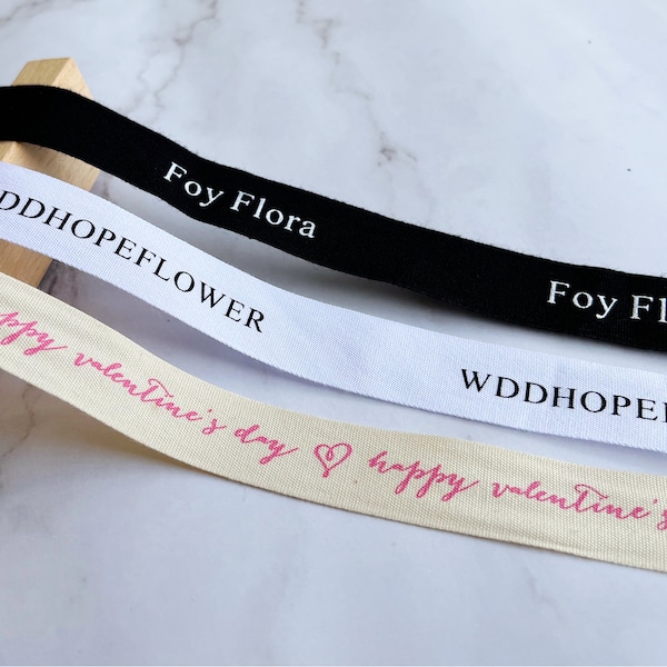 100 Yards, Custom Cotton Ribbon, Personalized Ribbon with Logo, Custom Printed Cotton Tape