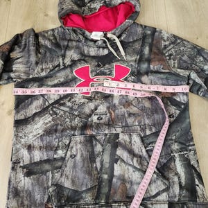 Under Armour Hoodie Womens Brown Pink Mossy Oak Camo Sweatshirt Pullover Large image 10