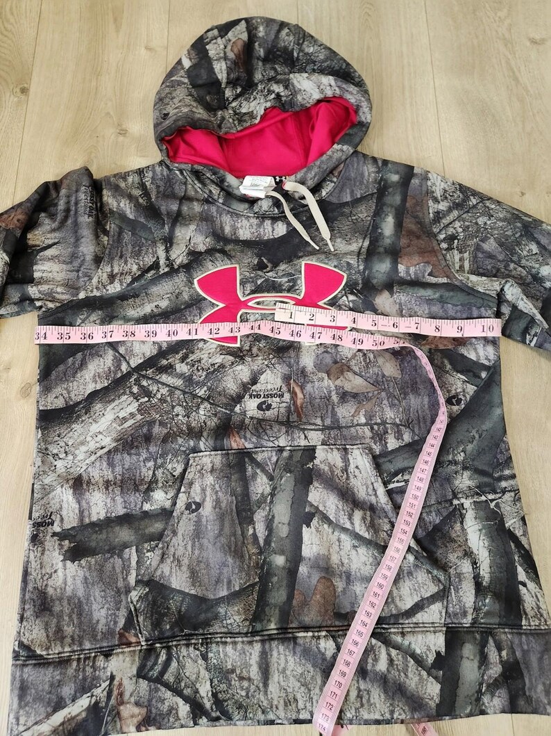Under Armour Hoodie Womens Brown Pink Mossy Oak Camo Sweatshirt Pullover Large image 10
