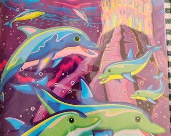 Vintage Lisa Frank Pop Art Writing Book Stickers Dolphins FantaSea Castle NEW