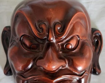 VTG Devil Mask Cast Iron Japanese Traditional Guardian Buddhism Kongorikishi 10"