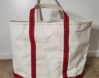 Vintage 90s LL Bean Boat and Tote Bag Navy Blue Canvas Capital N