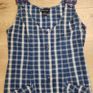 blue plaid overall dress Plaid Overall Dress