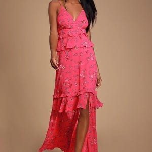 sachin and babi light blue dress Lulus Floral Chiffon Mini Dress NWT Ivory Pink Cottagecore Wedding Guest M main image 1