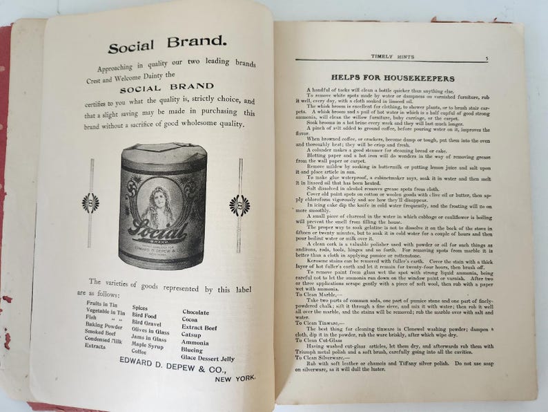 Handy Household Hints Edward Depew Ephemera Advertisements Recipes Homestead image 4