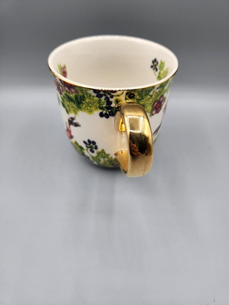 K Anthropologie x Lou Rota Nature Table Monogram Coffee Mug K Koi Fish Gold Trim image 3