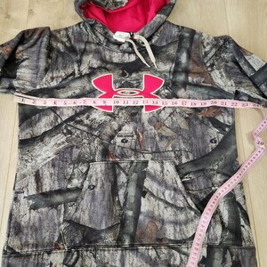 Under Armour Hoodie Womens Brown Pink Mossy Oak Camo Sweatshirt Pullover Large image 7