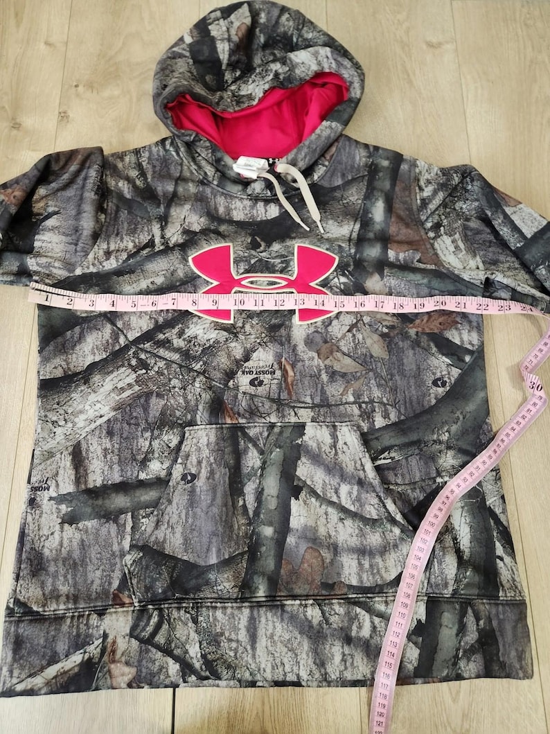 Under Armour Hoodie Womens Brown Pink Mossy Oak Camo Sweatshirt Pullover Large image 7
