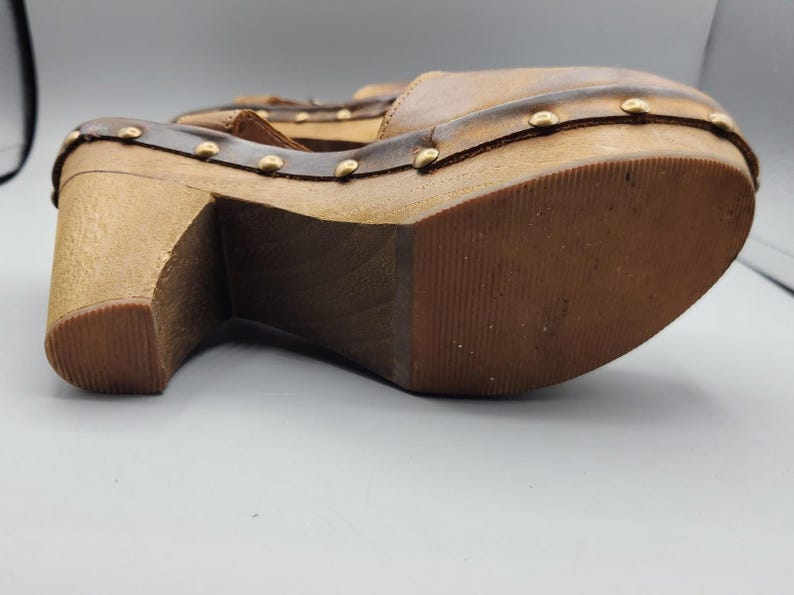 VTG Free People Brown Leather Strappy Slingback Ankle Strap Hippie Heels Size 7 image 15