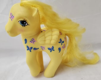 Vtg G1 My Little Pony Pegasus Twice As Fancy Dancing Butterflies Hasbro Yellow