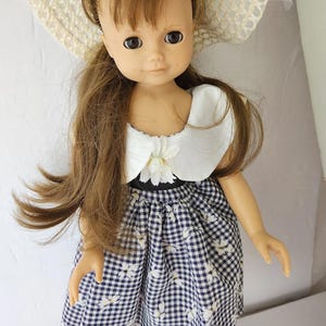 Muñeca GOTZ Puppe Puppenfabrik Alemania, cuerpo de vinilo, 18", cabello castaño y ojos soñolientos, caja imagen 4