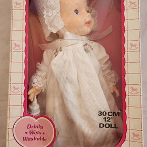 Rare Vintage Horsman Precious Baby Doll Drinks Wets 12&quot; New In Box 1988 Blue Eye