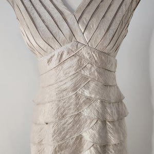 VTG Adrianna Papell Gold Metallic Tiered Ruffle Sleeveless Mermaid Maxi Dress 6 image 1