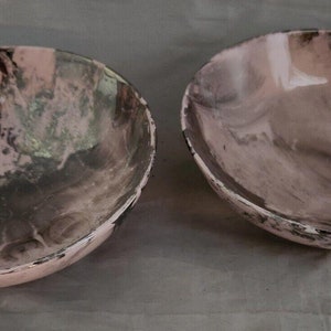 Sascha Brastoff SURF BALLET Pink & Platinum Swirl MCM Set 2 Cereal Salad Bowls *