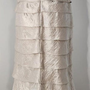 VTG Adrianna Papell Gold Metallic Tiered Ruffle Sleeveless Mermaid Maxi Dress 6 image 6