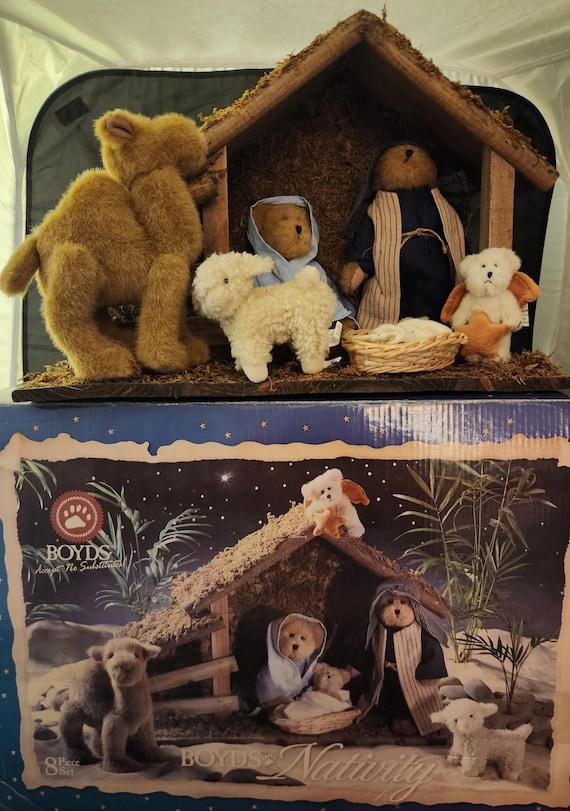 Vintage Boyds Bears Plush Nativity Set 8 Pc Christmas Complete Set