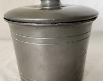 Recipiente para almacenar dinero, tabaco, azúcar y peltre antiguo, con tapa, estilo rústico, de 5"
