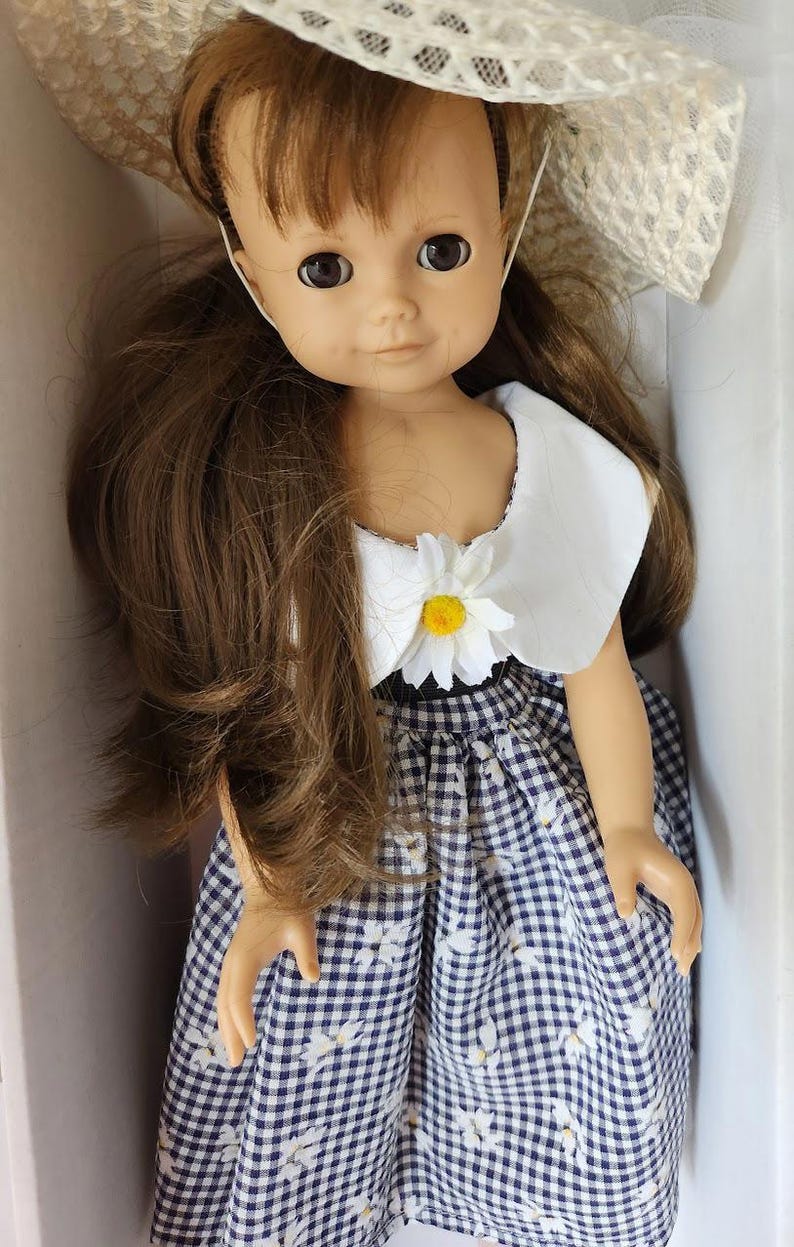 GOTZ Puppe Puppenfabrik Germany Vinyl Body 18” Doll Brown Hair & Sleepy Eyes Box image 2