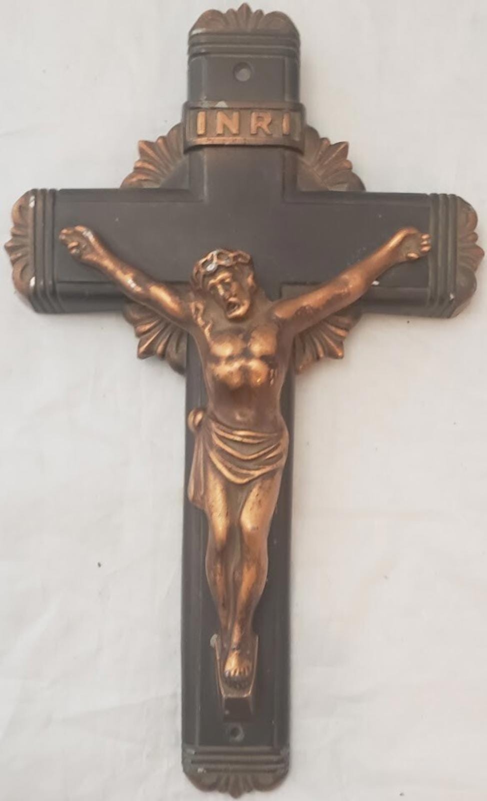 ヴィンテージ NMP Co 十字架 No 9 重厚なアールデコ調壁掛け十字架