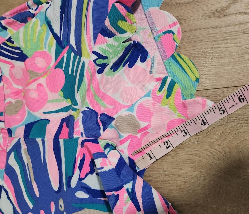 Lilly Pulitzer Buttercup Magnolia Pink Blue Scallop Hem Colorful Shorts Sz 0 image 7