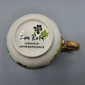 K Anthropologie x Lou Rota Nature Table Monogram Coffee Mug K Koi Fish Gold Trim image 7