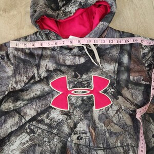 Under Armour Hoodie Womens Brown Pink Mossy Oak Camo Sweatshirt Pullover Large image 8
