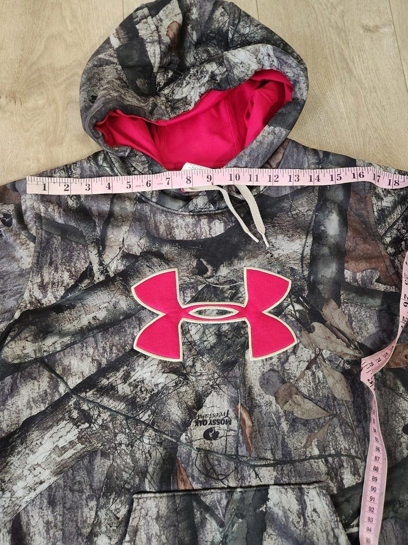 Under Armour Hoodie Womens Brown Pink Mossy Oak Camo Sweatshirt Pullover Large image 8