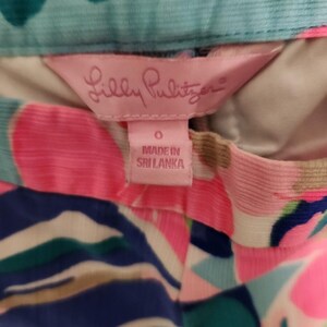Lilly Pulitzer Buttercup Magnolia Pink Blue Scallop Hem Colorful Shorts Sz 0 image 10