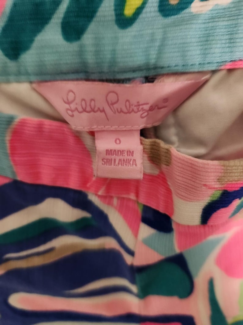 Lilly Pulitzer Buttercup Magnolia Pink Blue Scallop Hem Colorful Shorts Sz 0 image 10