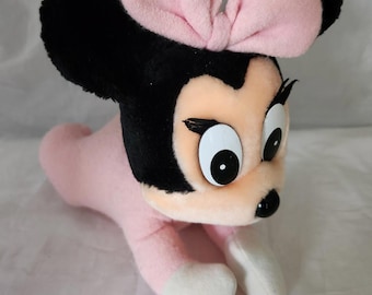 VTG Rare Walt Disney Disneyland World rose en peluche bébé Minnie Mouse Lovey