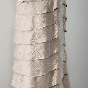 VTG Adrianna Papell Gold Metallic Tiered Ruffle Sleeveless Mermaid Maxi Dress 6 image 9