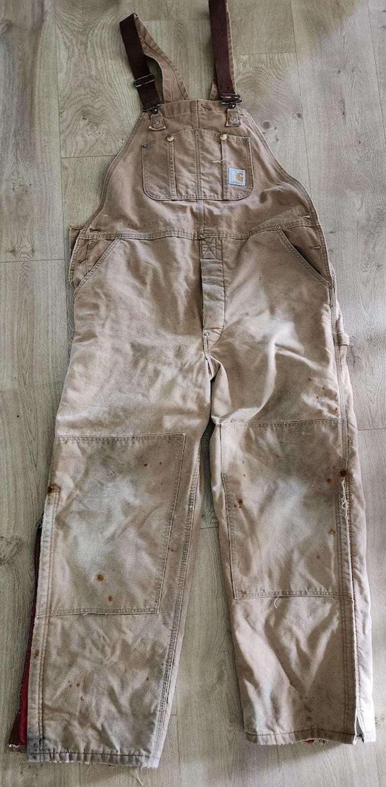 パンツ Carhartt Duck Double Knee Overalls White Carhartt Overalls Duck Bib Double Knee 36w 29 inseam