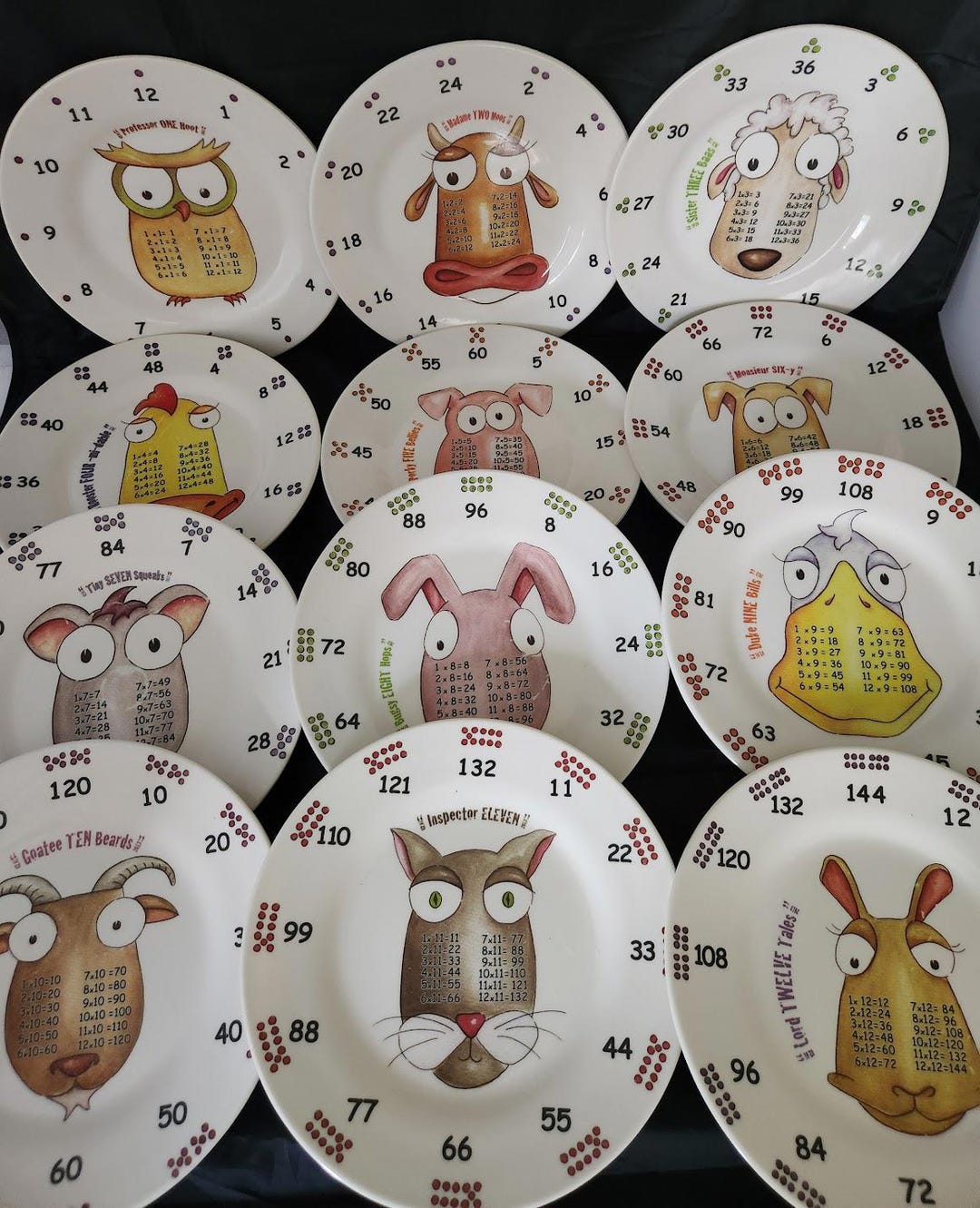 Times Table Math Dinnerware 9 Melamine 12 Plate Set Homeschool ...