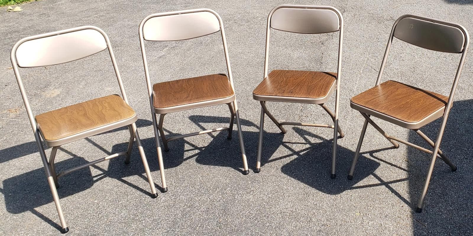 Vintage Samsonite 2523 Dark Wood Grain Folding Chairs | Mid