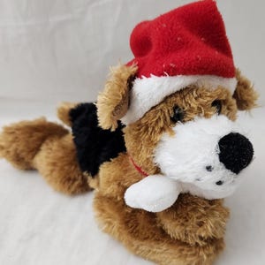 VTG Gund 2004 Christmas Plush 9&quot; Brown Black Puppy Dog Chesterfield 88426 RARE