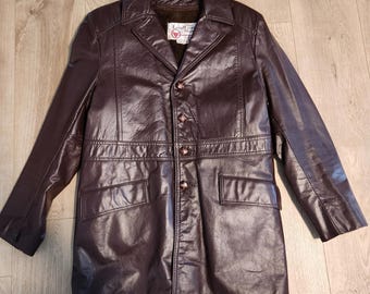 the leather shop カーコート　レザージャケット　sears 36 Vintage 1980s Sears the Leather Shop Leather Fur Shearling Collar