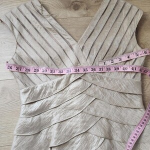 VTG Adrianna Papell Gold Metallic Tiered Ruffle Sleeveless Mermaid Maxi Dress 6 image 15